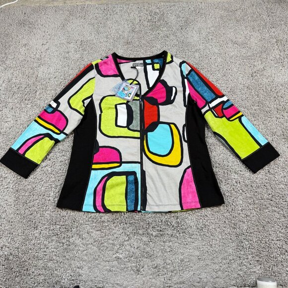 Art Simply By Dolcezza NWT Womens Large Abstract Art Zip Jacket Top Irene Orlov - Picture 1 of 7